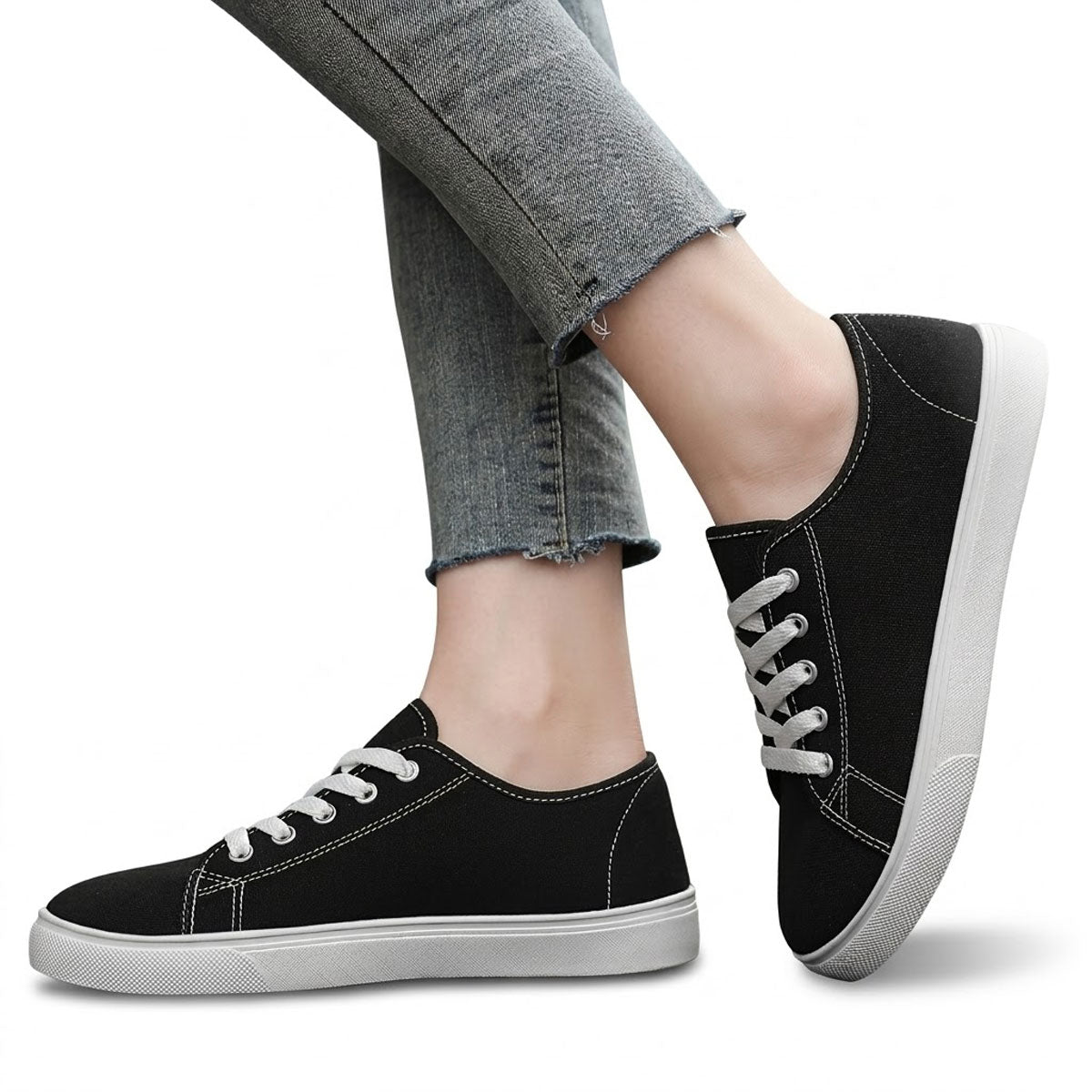 Women's Breathable Canvas Lace-Up Trainers