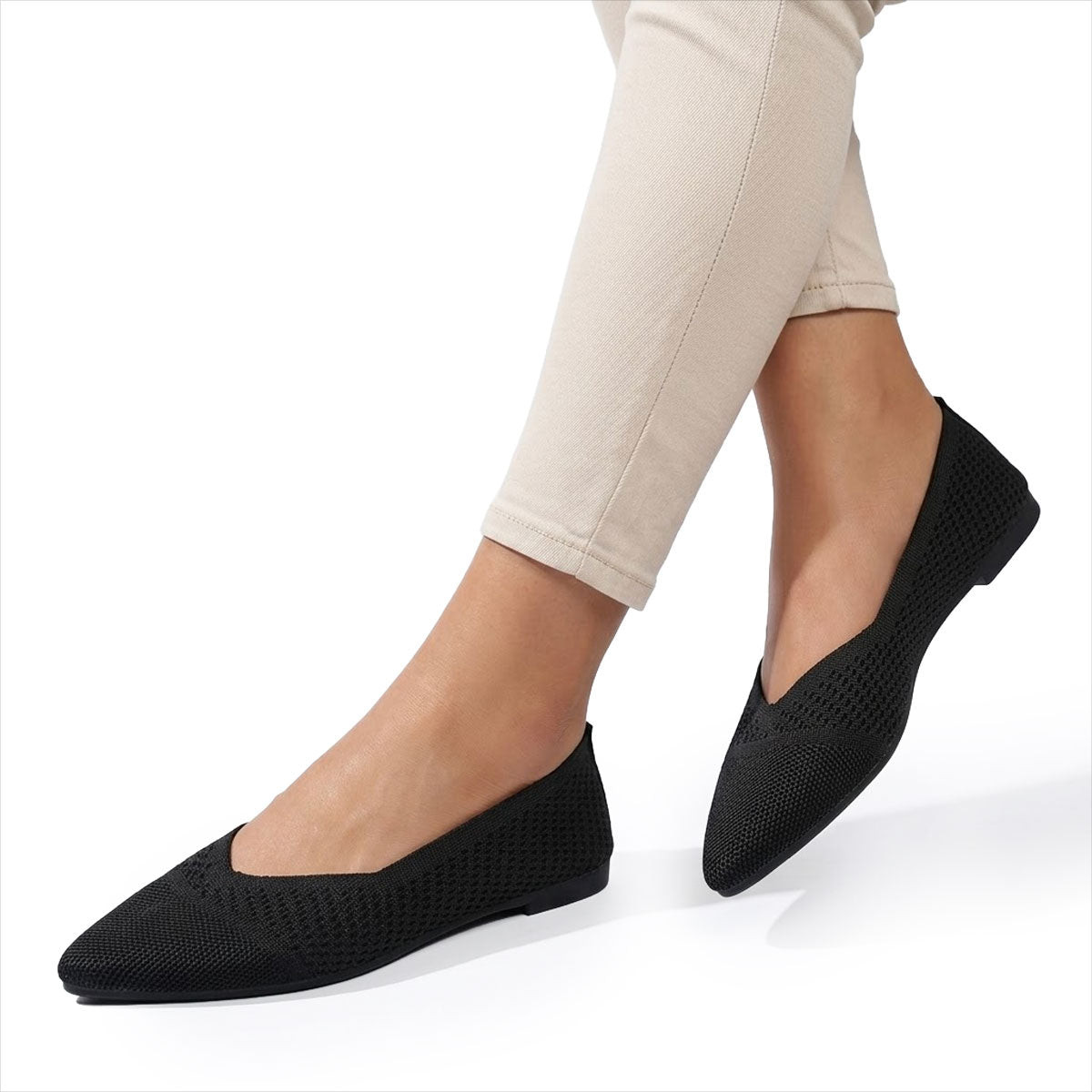 Women's Breathable Knit Pointed-Toe Flats