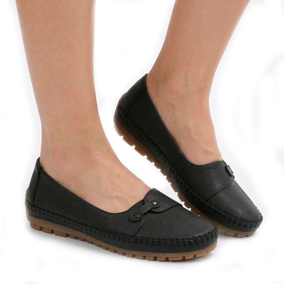 Women's Embossed Faux Leather Slip-On Flats