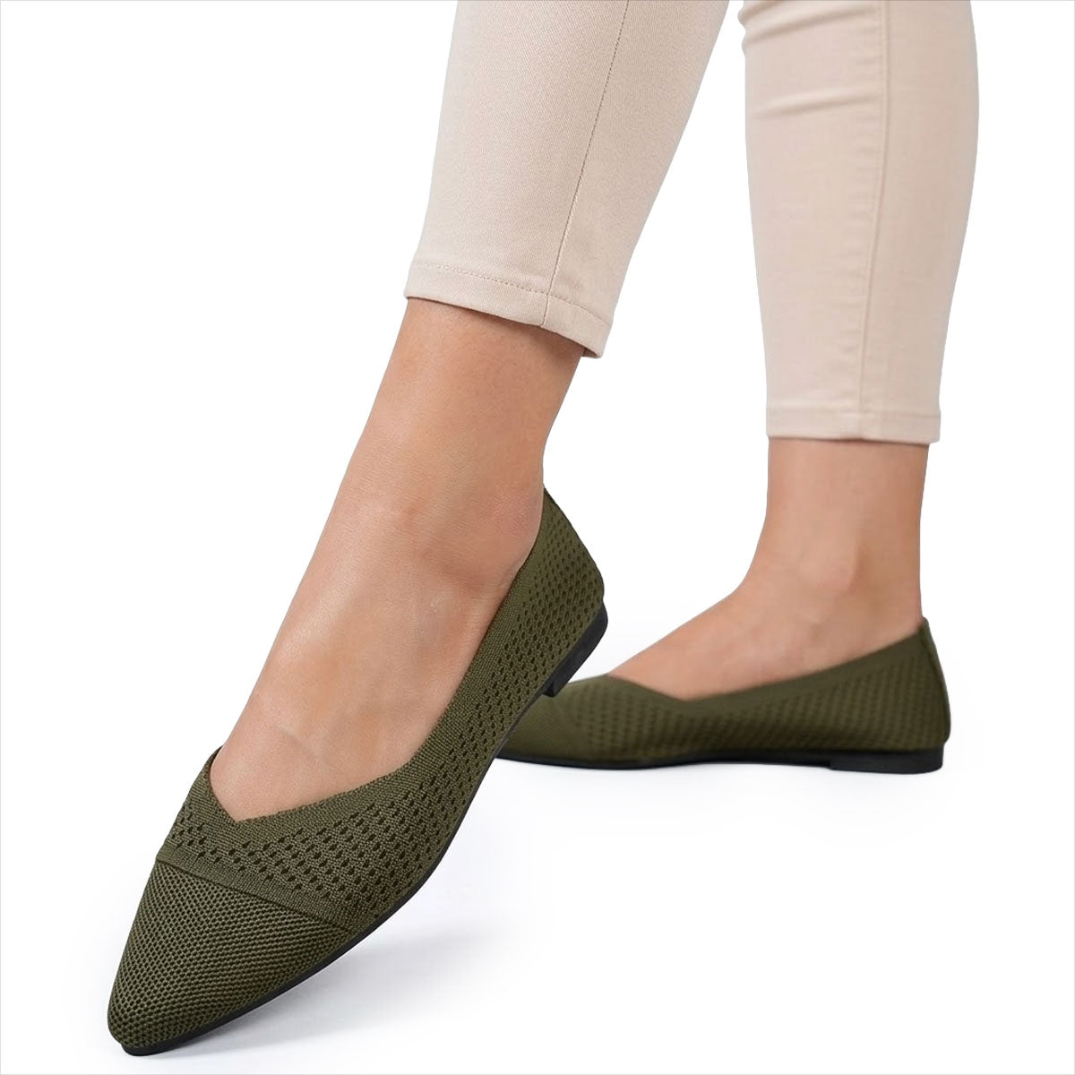 Women's Breathable Knit Pointed-Toe Flats