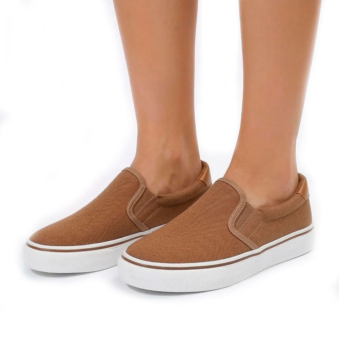 Women's Canvas Slip-On Platform Trainers