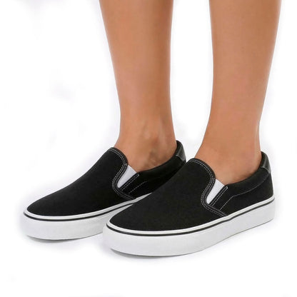 Women's Canvas Slip-On Platform Trainers