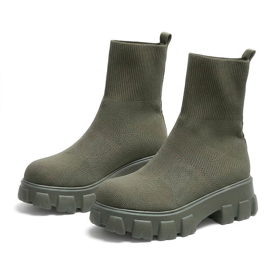 Women's Chunky Knit Stretch Sock Ankle Boots