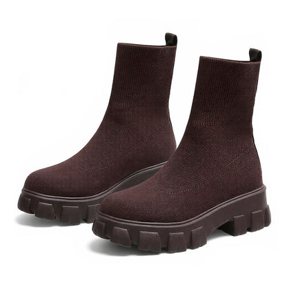Women's Chunky Knit Stretch Sock Ankle Boots