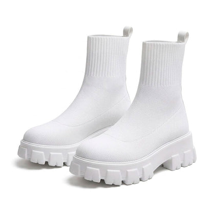 Women's Chunky Knit Stretch Sock Ankle Boots