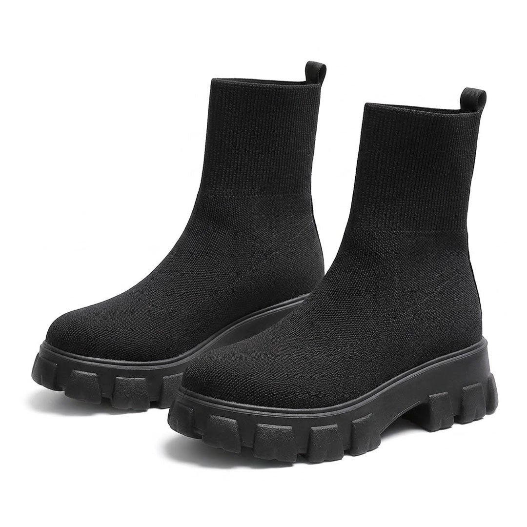 Women's Chunky Knit Stretch Sock Ankle Boots
