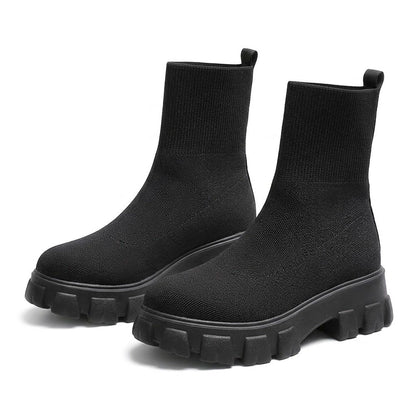 Women's Chunky Knit Stretch Sock Ankle Boots