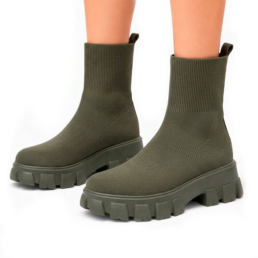Women's Chunky Knit Stretch Sock Ankle Boots