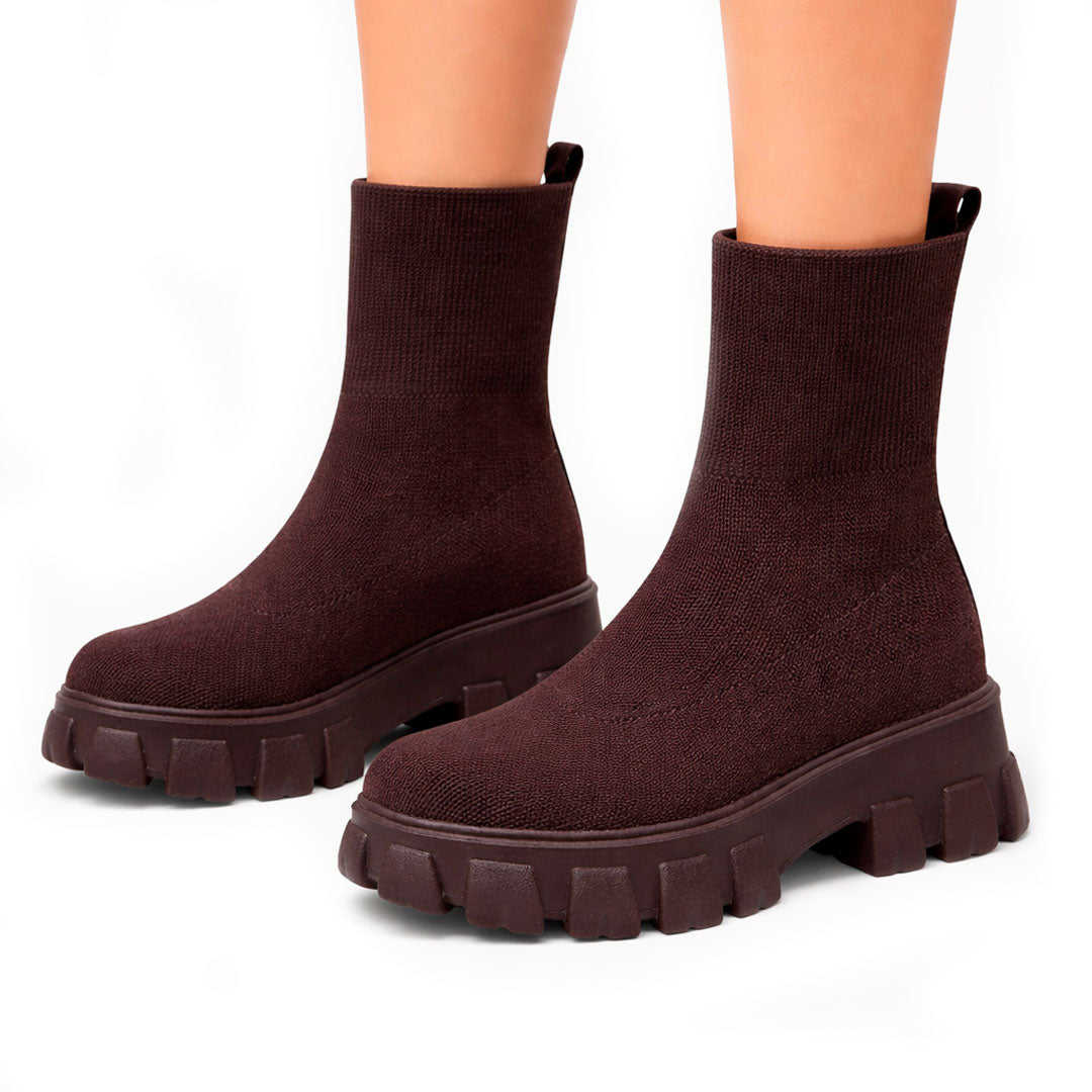 Women's Chunky Knit Stretch Sock Ankle Boots