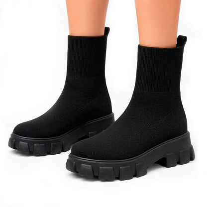 Women's Chunky Knit Stretch Sock Ankle Boots
