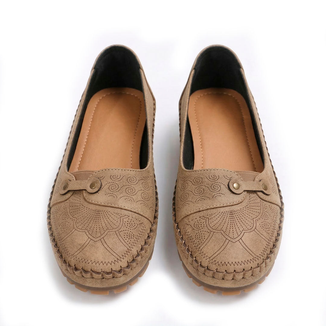 Women's Embossed Faux Leather Slip-On Flats
