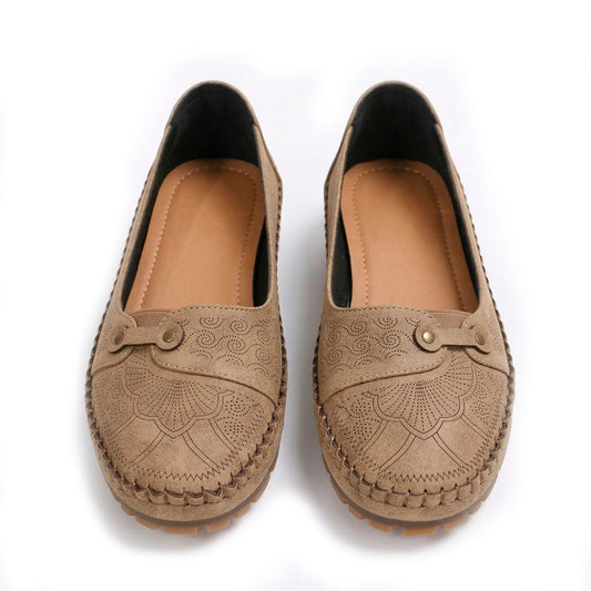 Women's Embossed Faux Leather Slip-On Flats