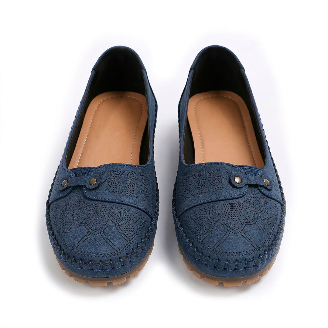 Women's Embossed Faux Leather Slip-On Flats