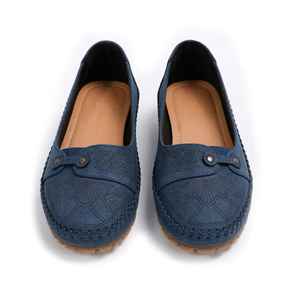 Women's Embossed Faux Leather Slip-On Flats