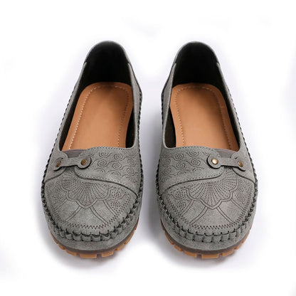 Women's Embossed Faux Leather Slip-On Flats