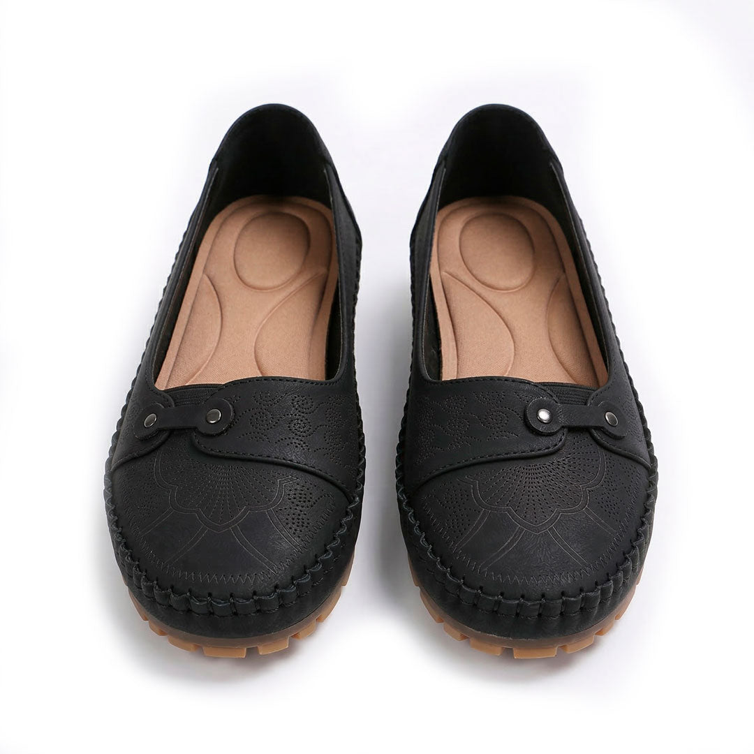 Women's Embossed Faux Leather Slip-On Flats