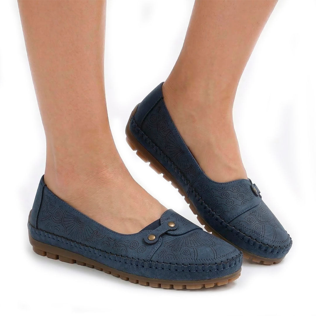 Women's Embossed Faux Leather Slip-On Flats