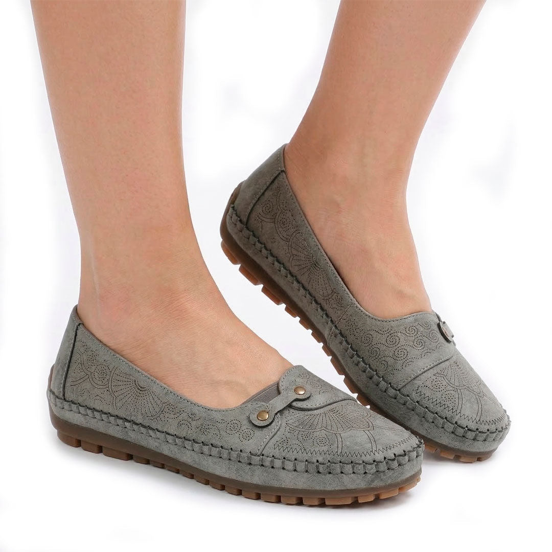 Women's Embossed Faux Leather Slip-On Flats