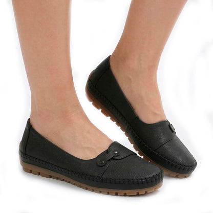 Women's Embossed Faux Leather Slip-On Flats
