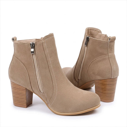 Women's Faux Suede-Look Block Heel Ankle Boots