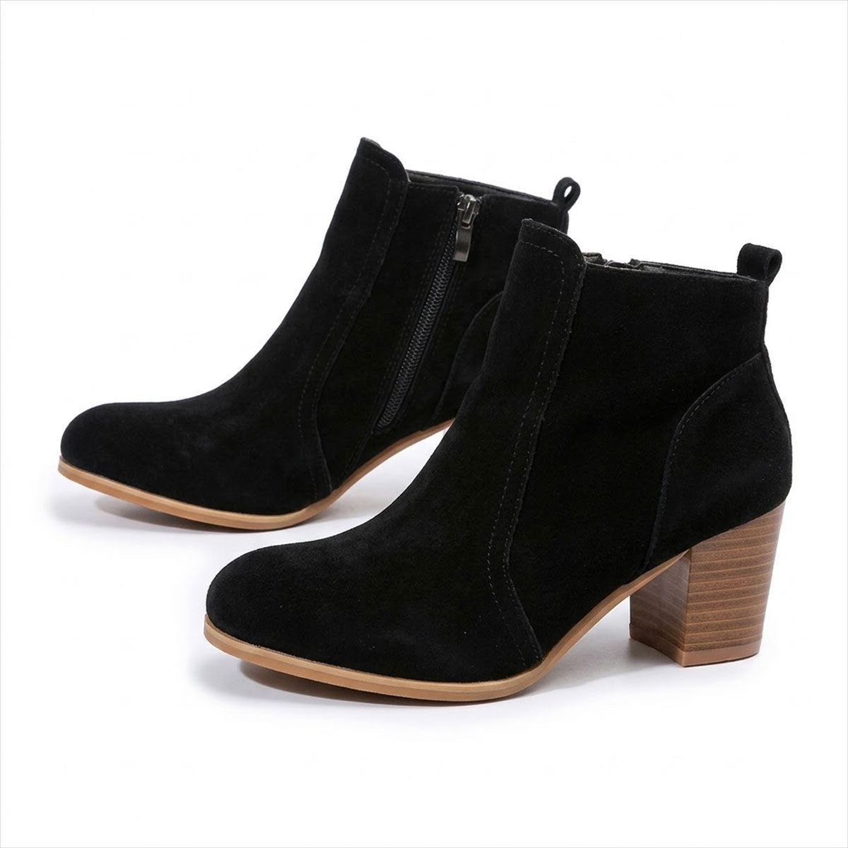 Women's Faux Suede-Look Block Heel Ankle Boots