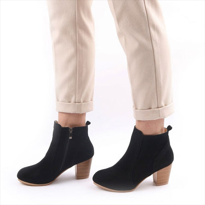 Women's Faux Suede-Look Block Heel Ankle Boots