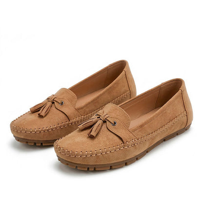 Women's Faux Suede Driving Loafers with Tassel Detail