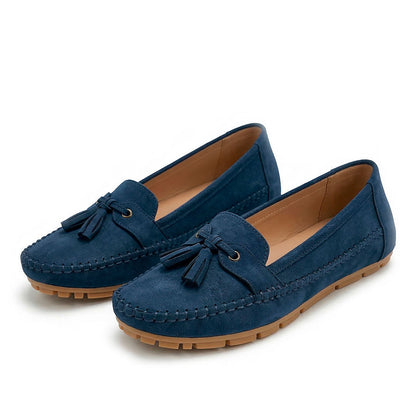 Women's Faux Suede Driving Loafers with Tassel Detail