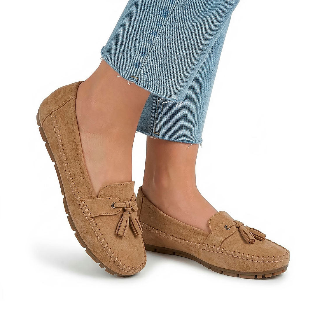 Women's Faux Suede Driving Loafers with Tassel Detail