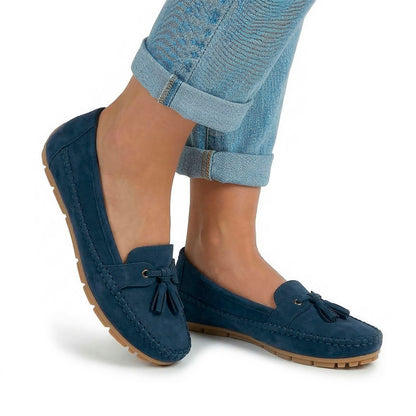 Women's Faux Suede Driving Loafers with Tassel Detail