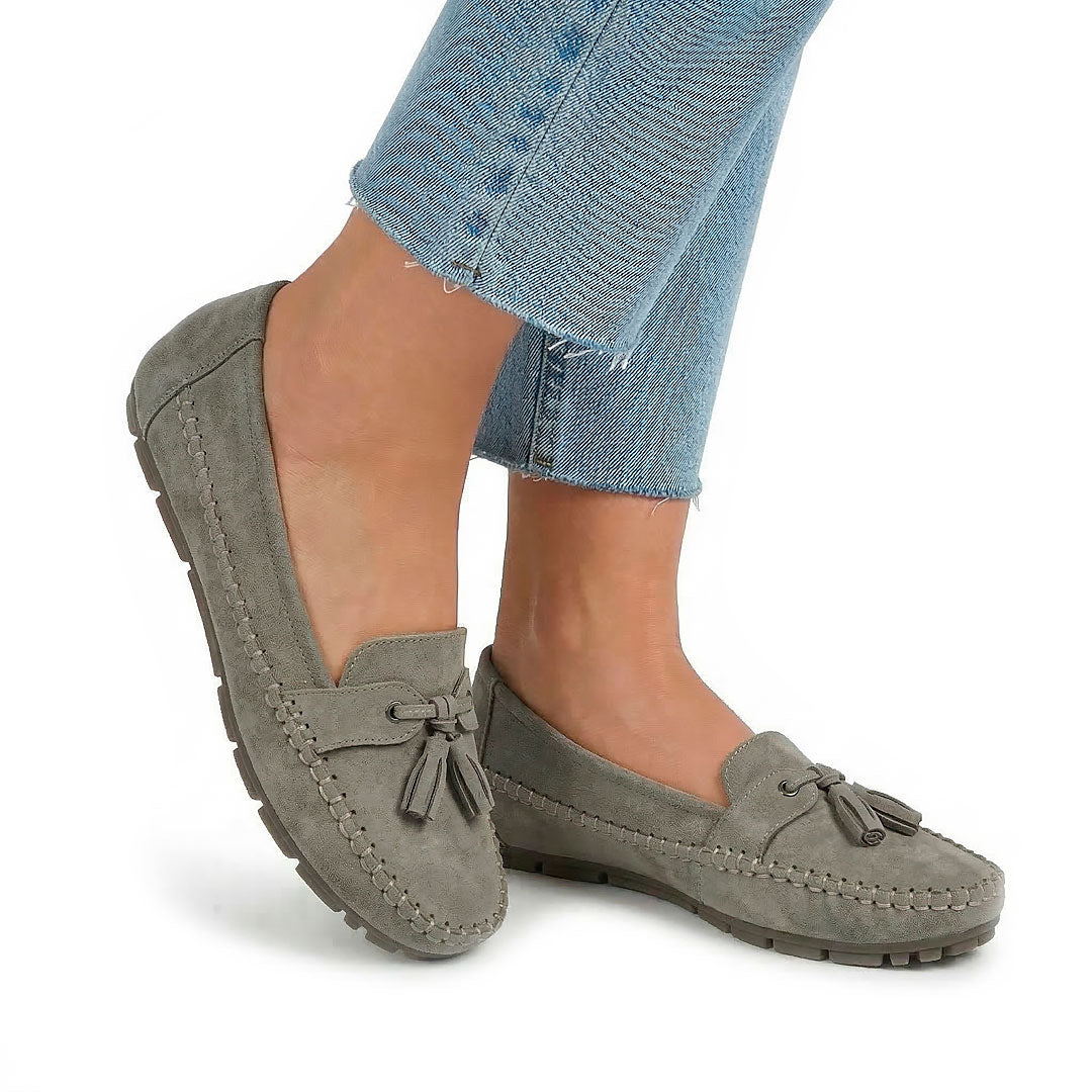Women's Faux Suede Driving Loafers with Tassel Detail