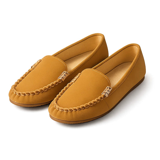 Women's Faux Suede Slip-On Flats with Whipstitch Detail