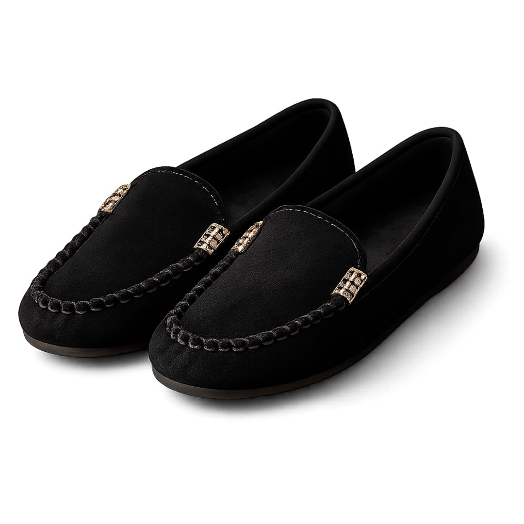Women's Faux Suede Slip-On Flats with Whipstitch Detail
