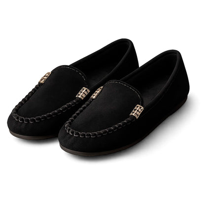 Women's Faux Suede Slip-On Flats with Whipstitch Detail