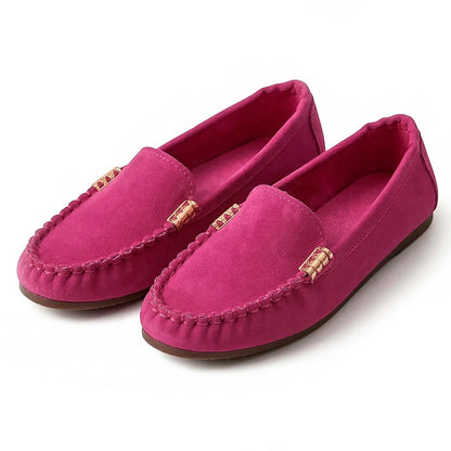 Women's Faux Suede Slip-On Flats with Whipstitch Detail