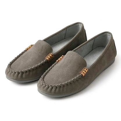 Women's Faux Suede Slip-On Flats with Whipstitch Detail
