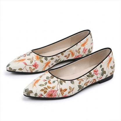 Women's Floral Print Pointed Toe Ballerina Flats