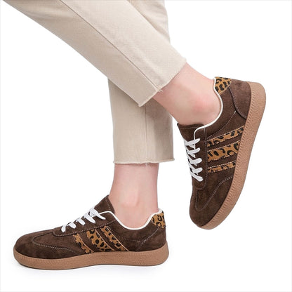Women's Leopard-Stripe Retro Trainers