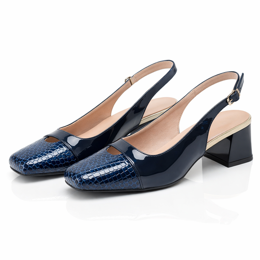 Women's Patent-Finish Slingback Block Heel Shoes