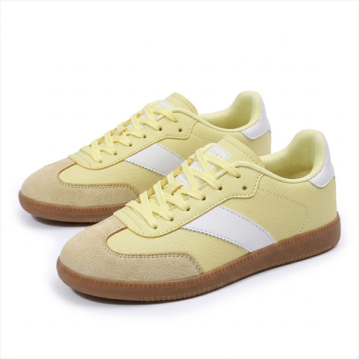 Women's Pebbled Faux Leather Retro Gum-Sole Trainers