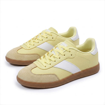 Women's Pebbled Faux Leather Retro Gum-Sole Trainers