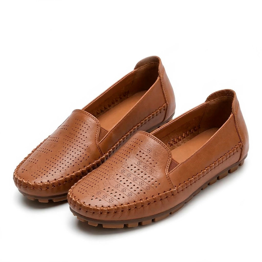 Women's Perforated Faux Leather Slip-On Loafers