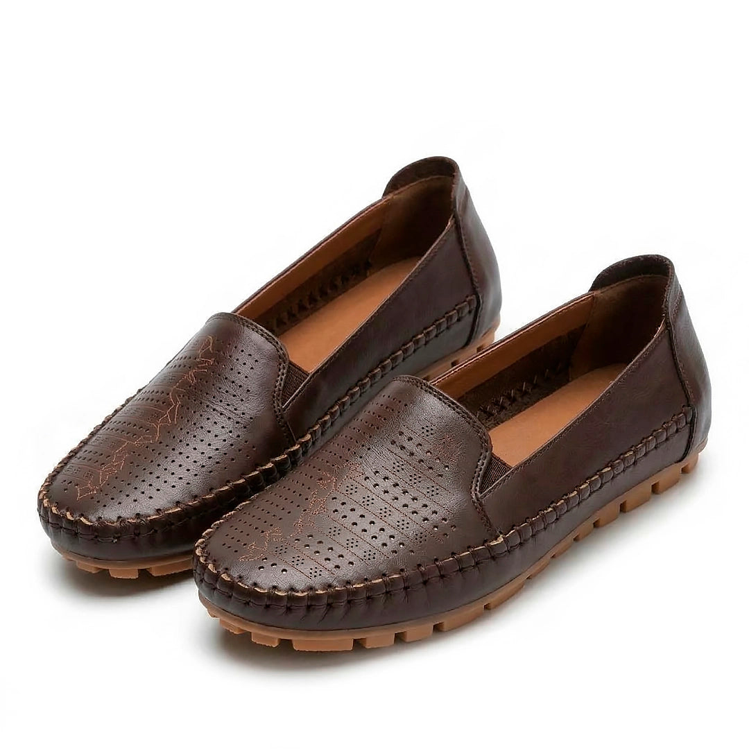 Women's Perforated Faux Leather Slip-On Loafers