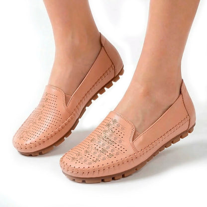 Women's Perforated Faux Leather Slip-On Loafers