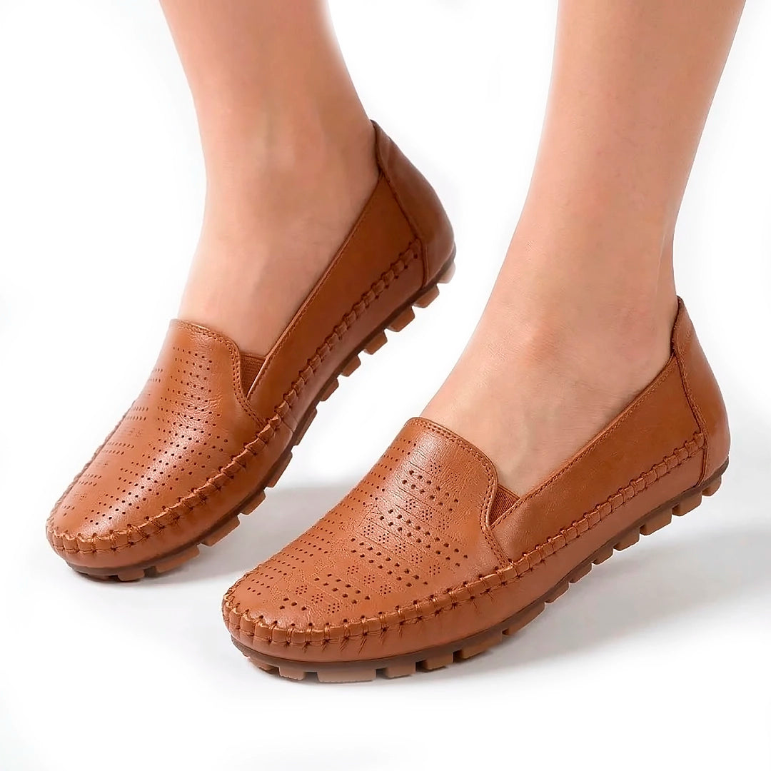 Women's Perforated Faux Leather Slip-On Loafers