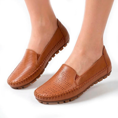 Women's Perforated Faux Leather Slip-On Loafers