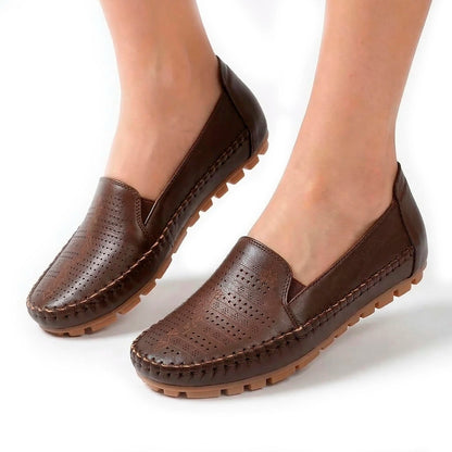 Women's Perforated Faux Leather Slip-On Loafers