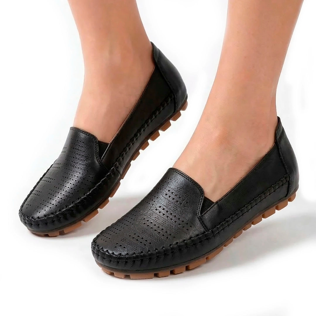 Women's Perforated Faux Leather Slip-On Loafers
