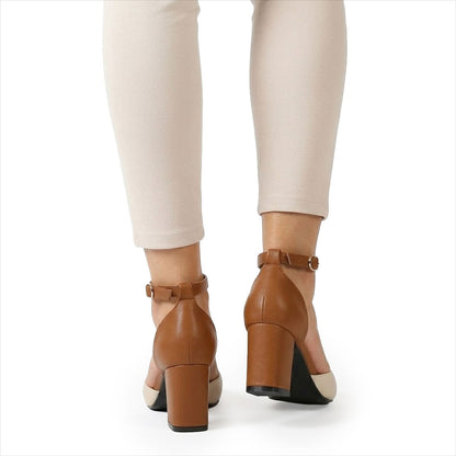 Women's Pointed Toe Ankle Strap Block Heels