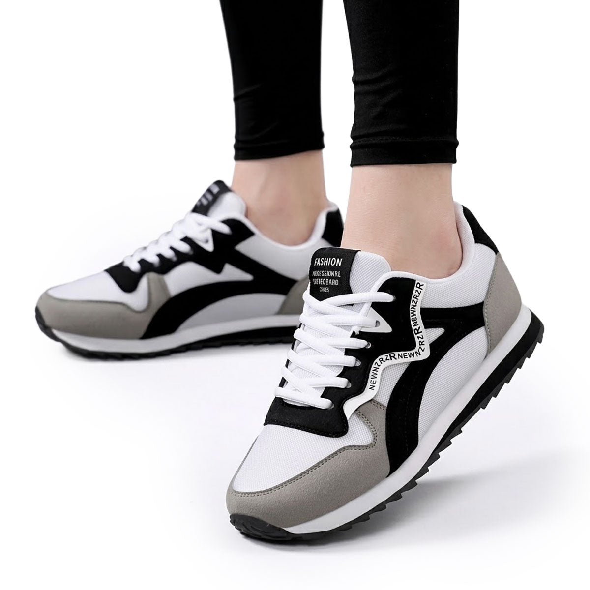 Women's Retro Colour-Block Faux Suede Trainers